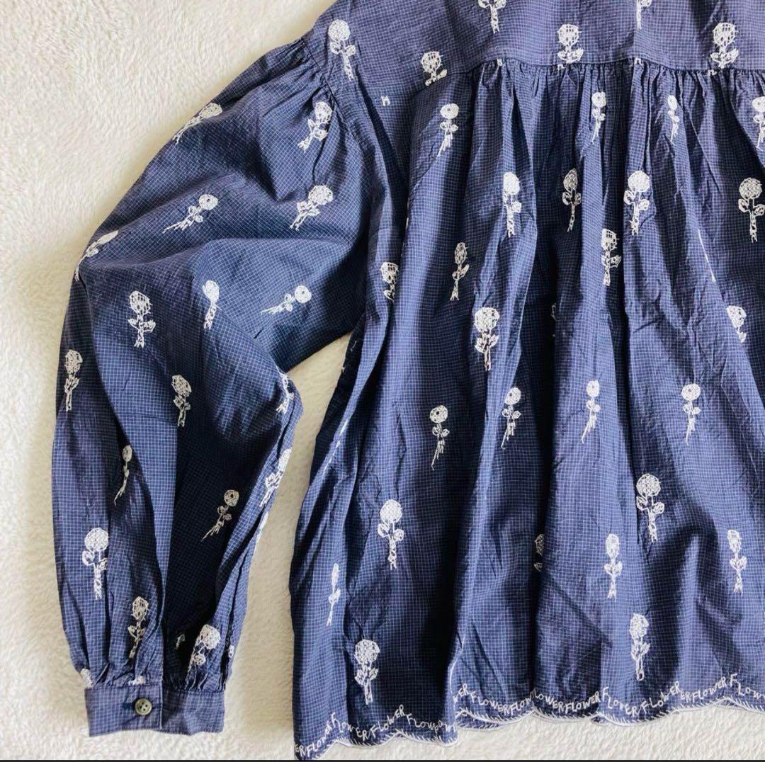 mina perhonen ミナペルホネン スカラップ 刺繍 ブラウス シルク