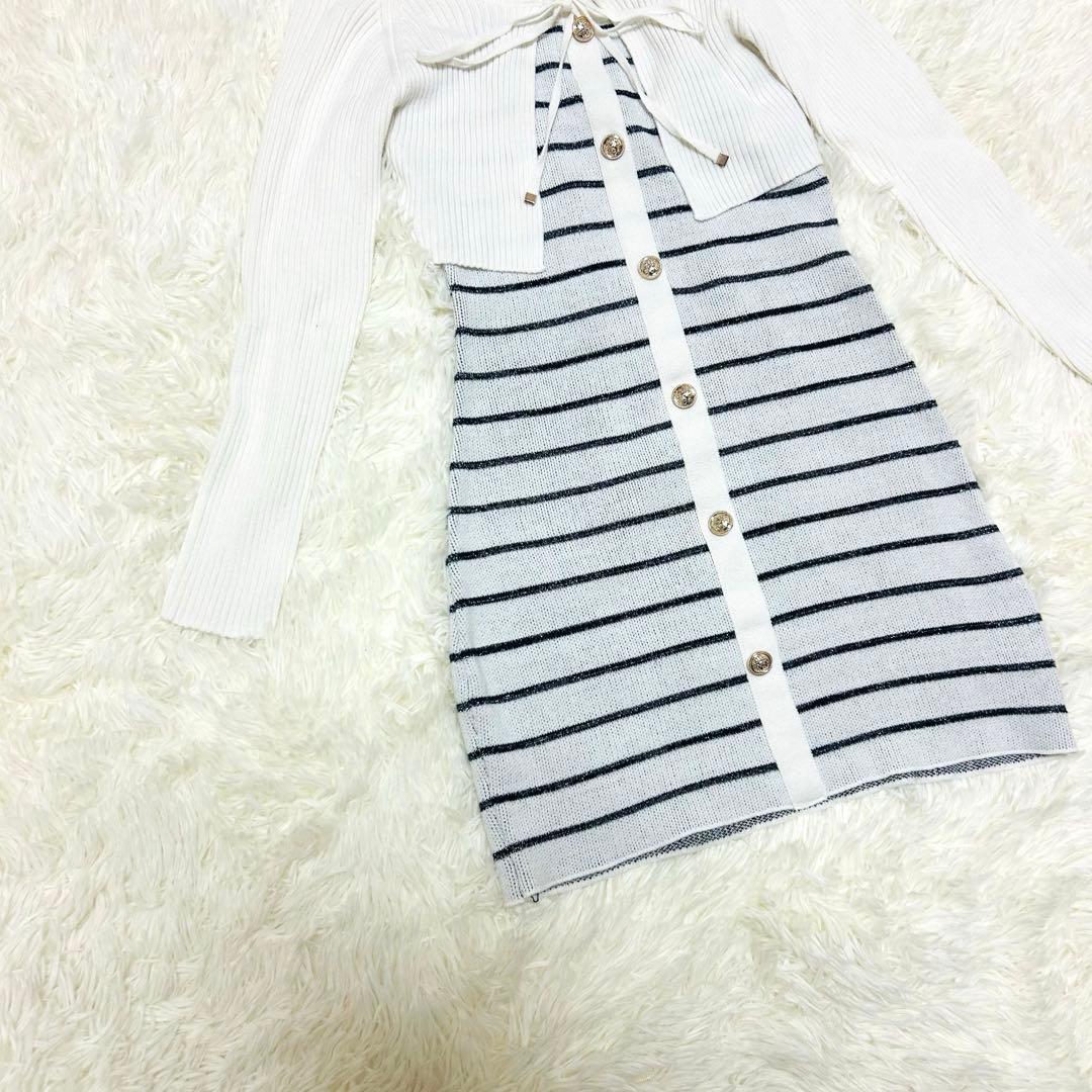 【美品】lipservice マルチパターンアンサンブルニットワンピース S