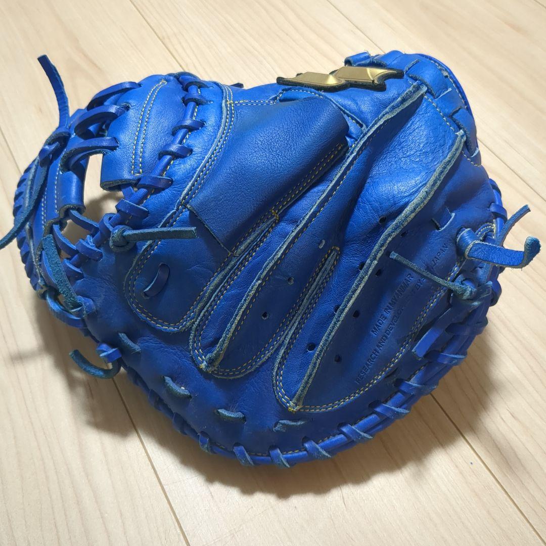 少年軟式野球用グローブ　キャッチャーミット　青