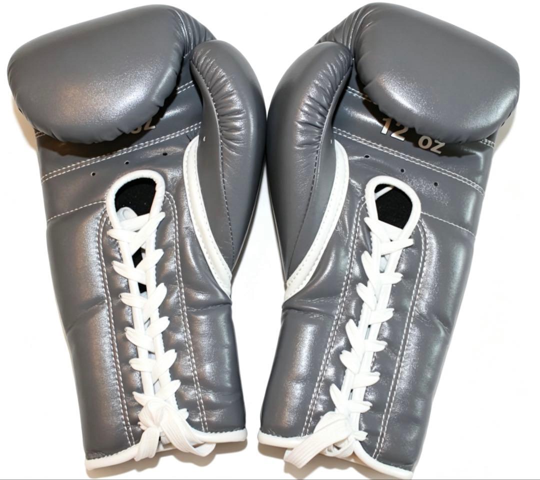WINBOXING 牛皮革製ボクシンググローブ 12 oz グレー