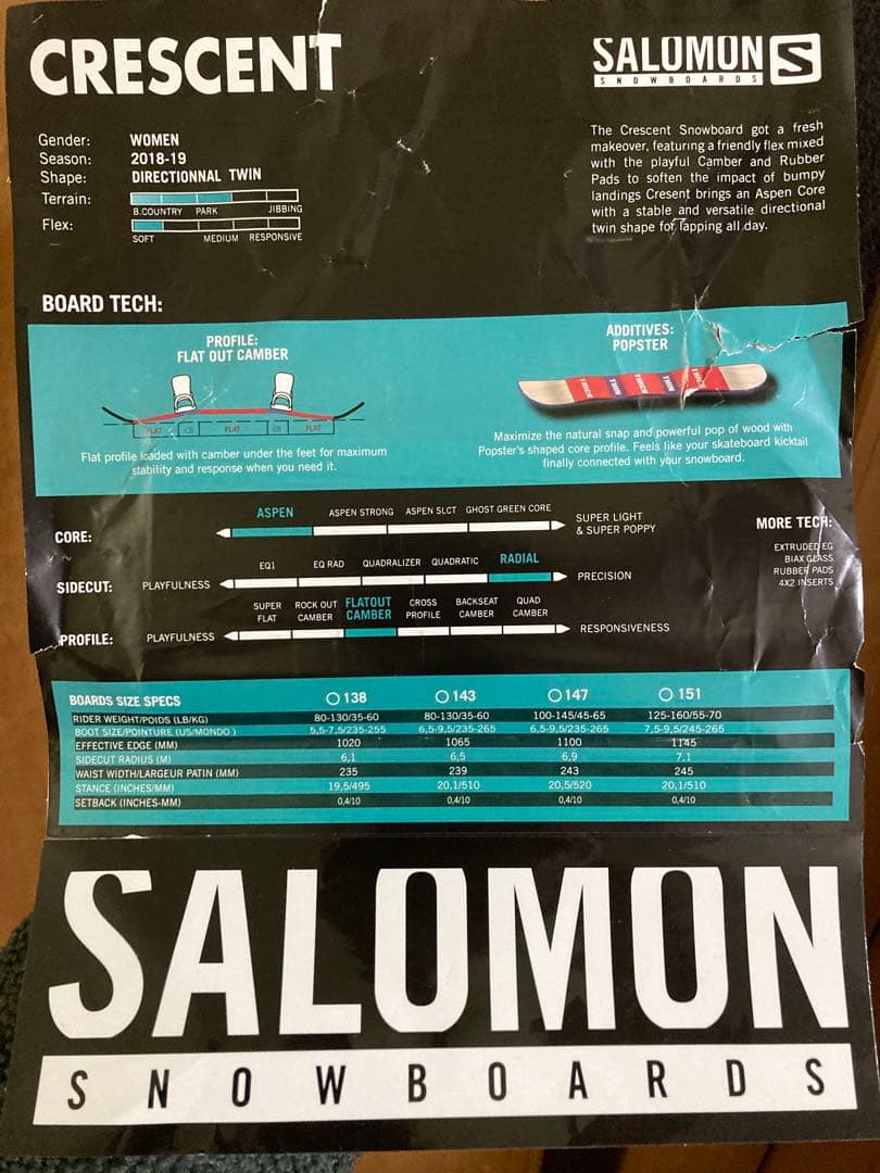SALOMON　スノーボード　板　138