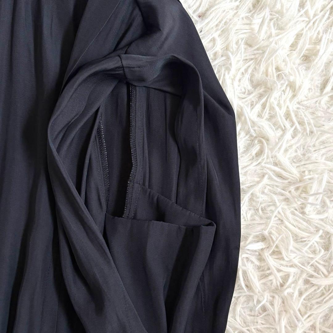 美品 組曲2024 ギャザーライトデシンワンピース 大きいサイズ3L黒 洗える