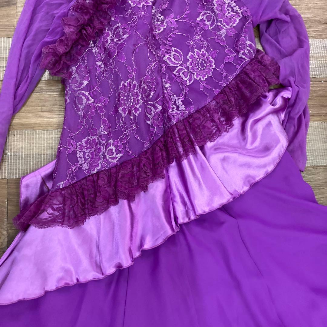 3.4 prima boutique 社交ダンス ドレス パープル ラメレース