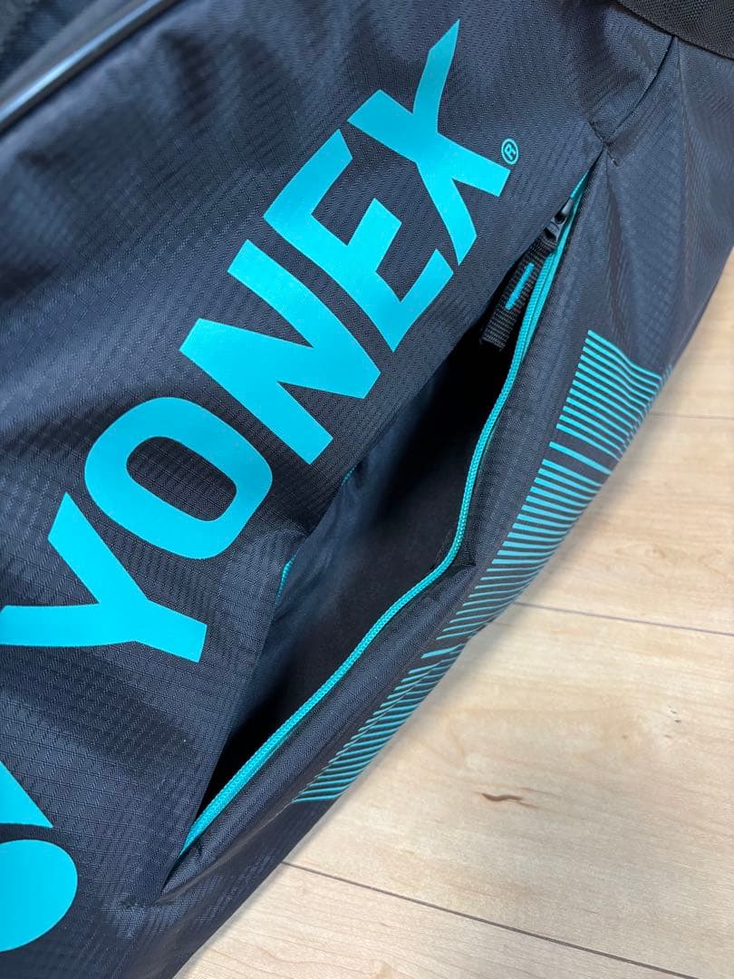 【美品】YONEX ラケットバッグ ブラック　ピーコックグリーン　部活