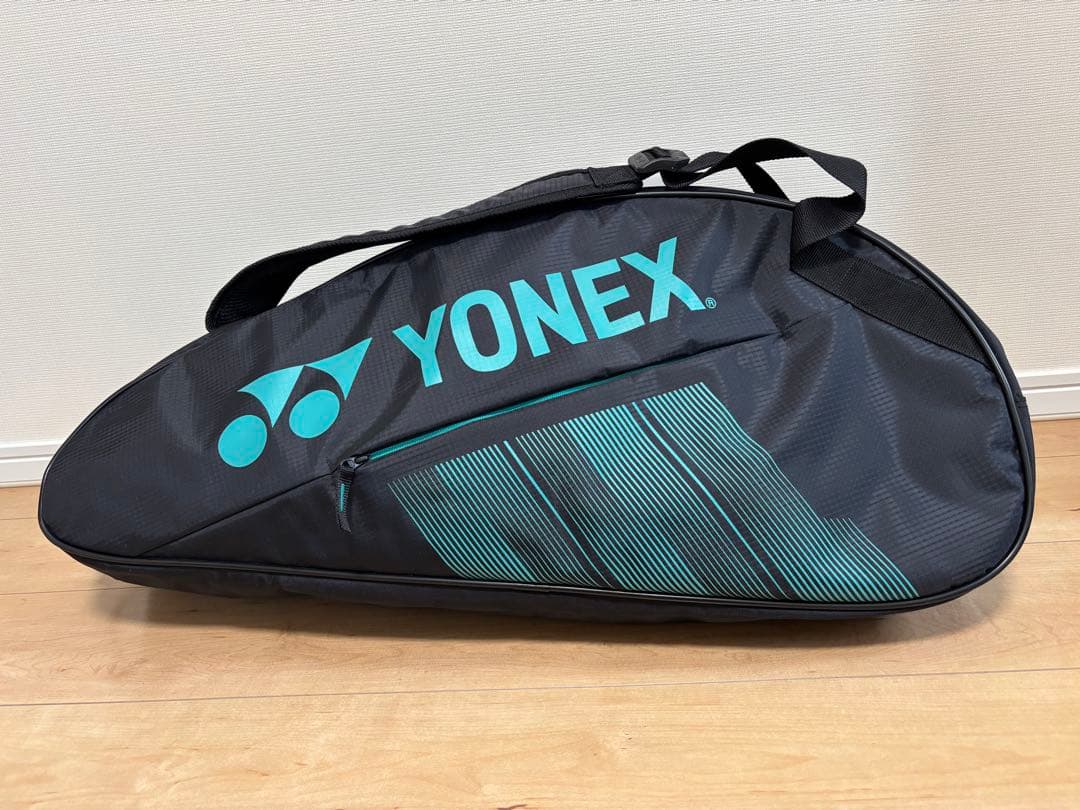 【美品】YONEX ラケットバッグ ブラック　ピーコックグリーン　部活