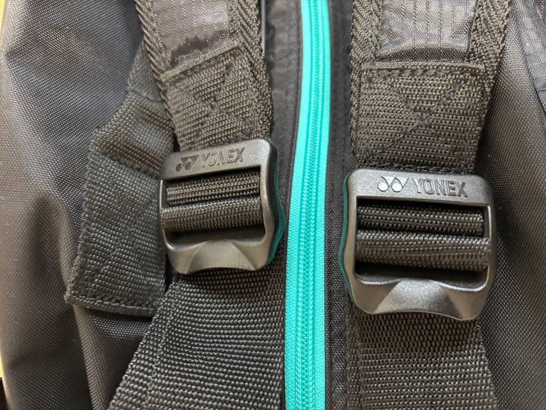 【美品】YONEX ラケットバッグ ブラック　ピーコックグリーン　部活