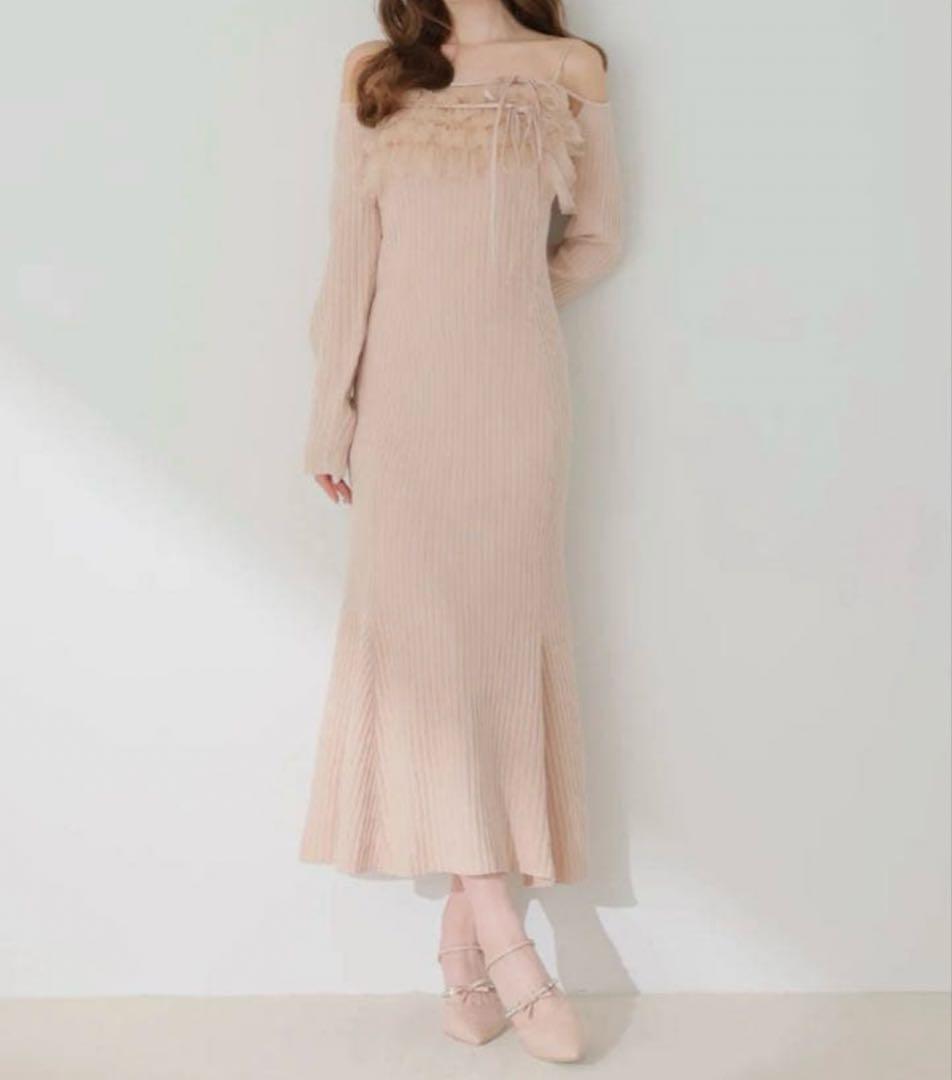 ワンピース Tulle frill knit ensemble cami onepiece