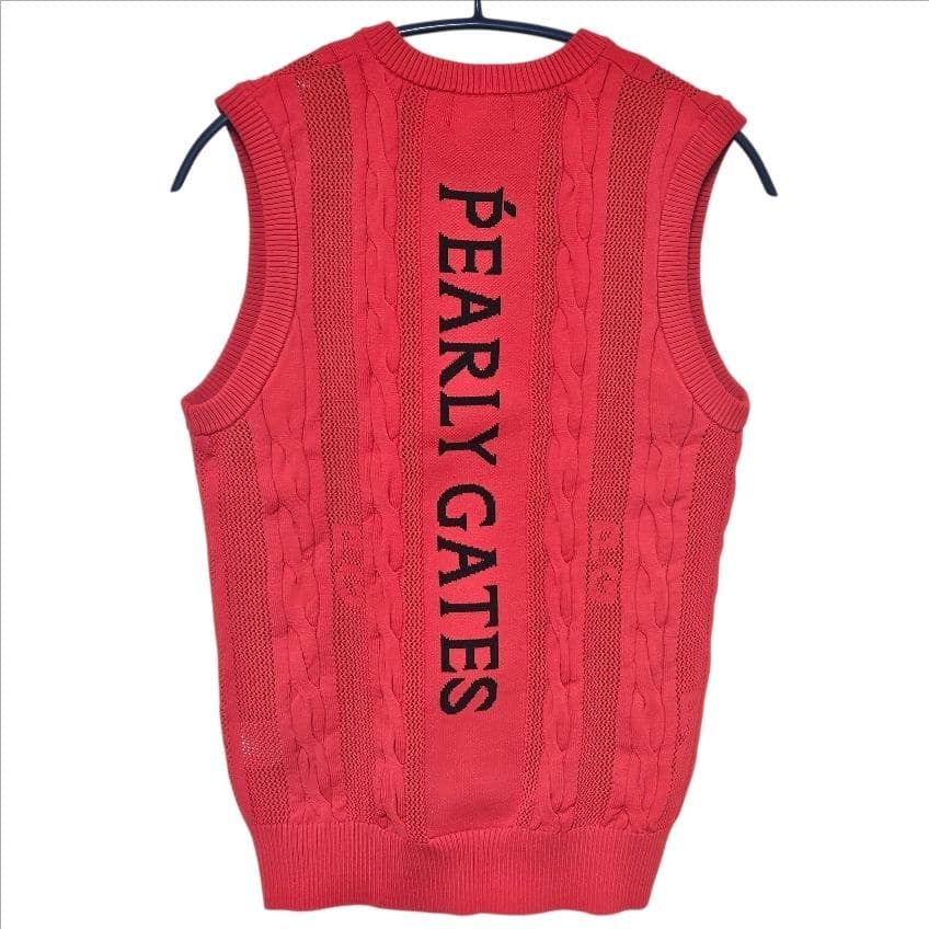 美品 PEARLY GATES レディース ニット ベスト 1 レッド