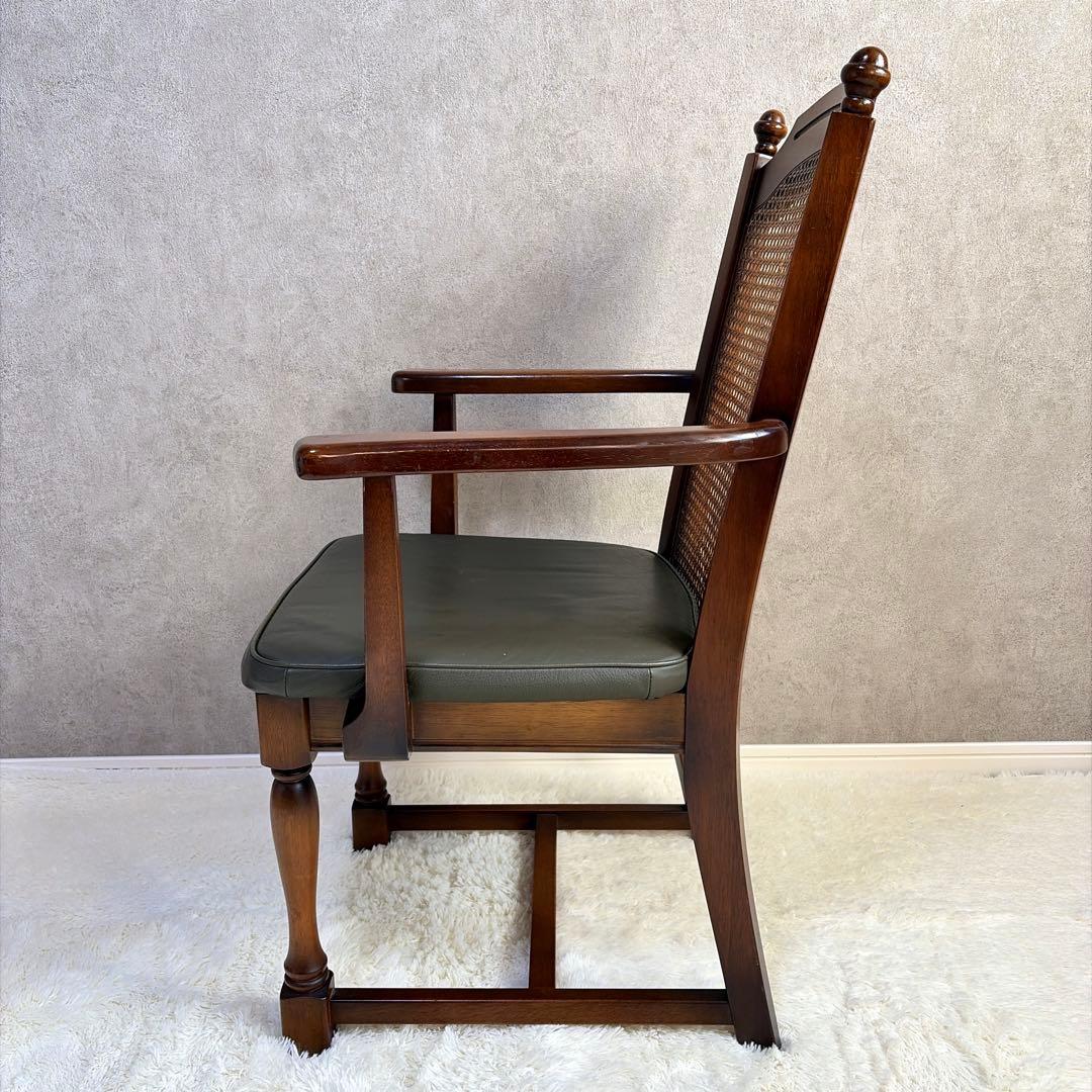 ナガノインテリア ラタン 籐編み アームチェア ダイニングチェア 椅子 レトロ