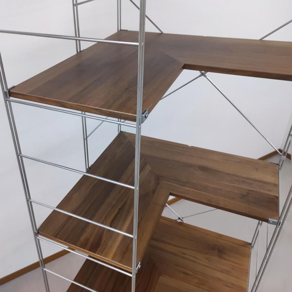 無印良品 ステンレスユニットシェルフ コーナータイプ ウォールナット材 特大5段