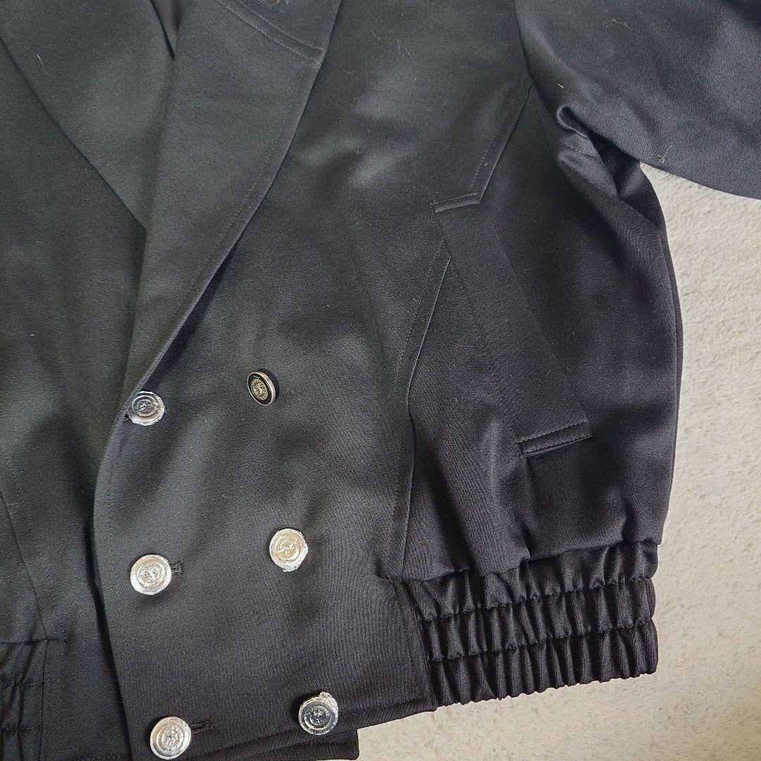 BLACK PIA ウール　短丈　ダブルライダース　刺繍　ライカ　Lサイズ 黒