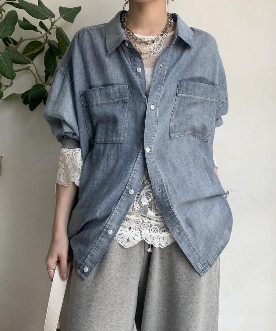 即日発送 レイヤードアイテム DOUDOU レースフレアブラウス オフホワイト