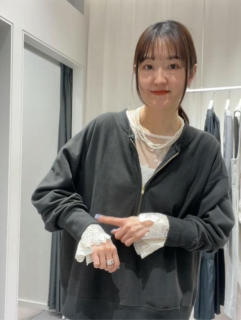 即日発送 レイヤードアイテム DOUDOU レースフレアブラウス オフホワイト