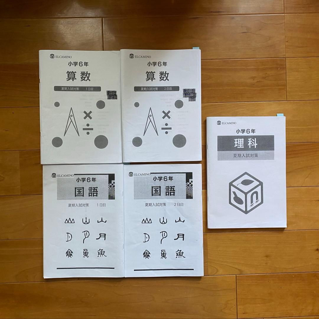 【中学受験】エルカミノ新小6年夏期入試対策講座テキスト3教科5冊セット