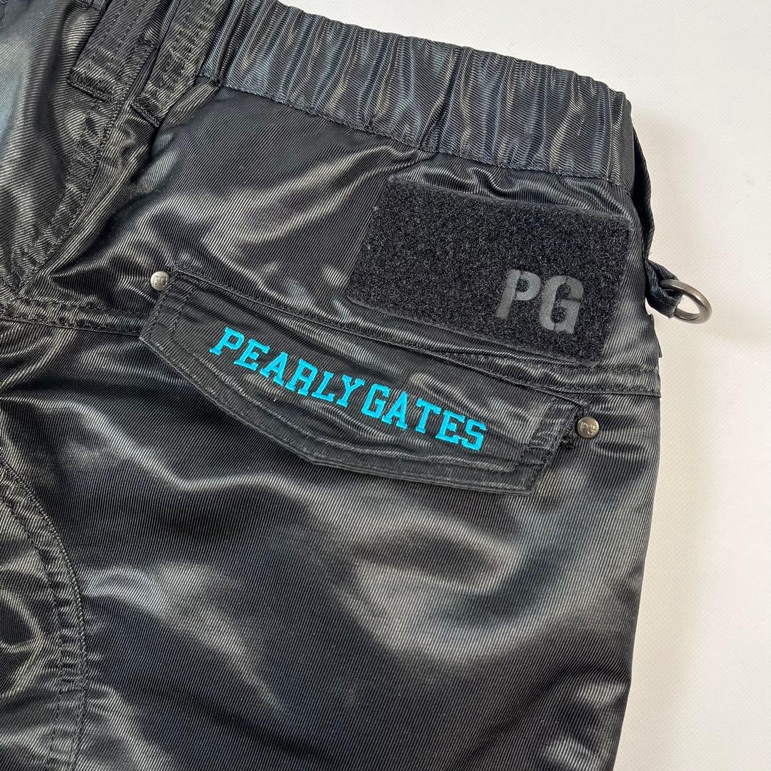 美品 パーリーゲイツ ナイロンパンツ ワッペン 刺繍ロゴ ブラック