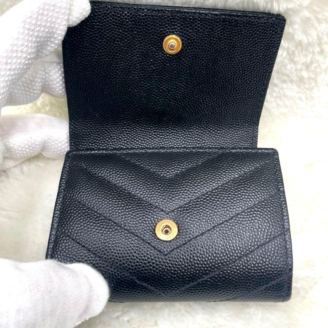 美品 サンローラン 6連 キーケース カサンドラ キャビアスキン 黒 付属品有