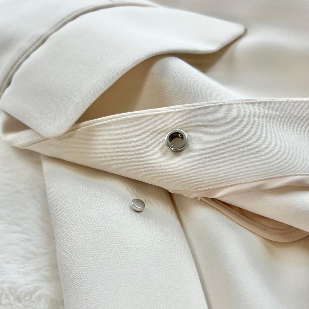 【メゾンスペシャル】ノースリーブダブルクロスロングジレ☆スリット☆アイボリー☆M