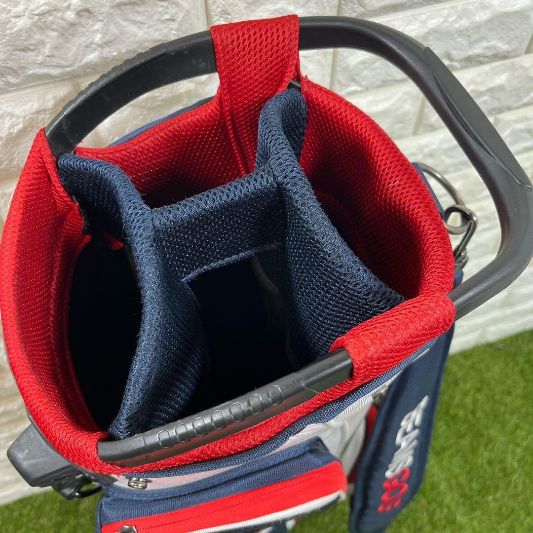 BEAMS GOLF スタンドキャディバッグ 白×赤×青