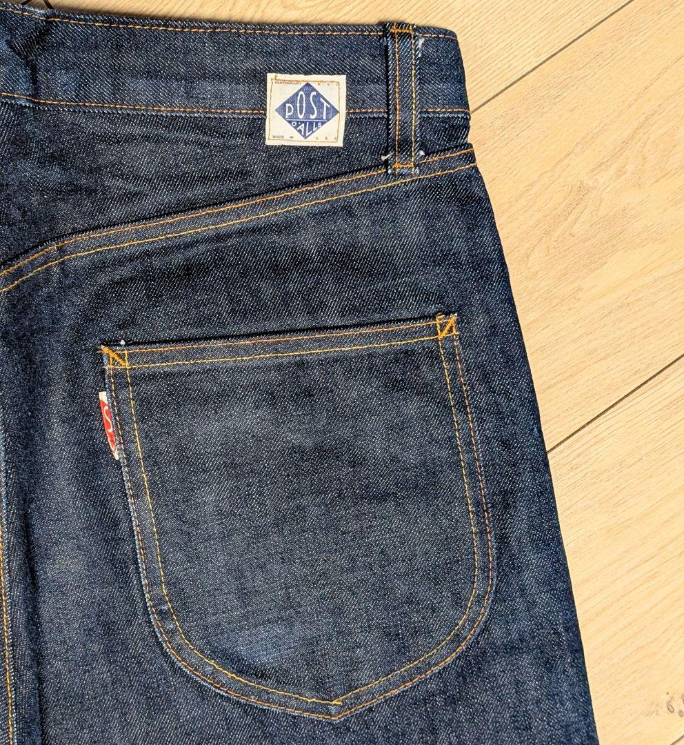 お値下げ希少モデルPOSTOVERALLSストレートジーンズ33相当USA製美品