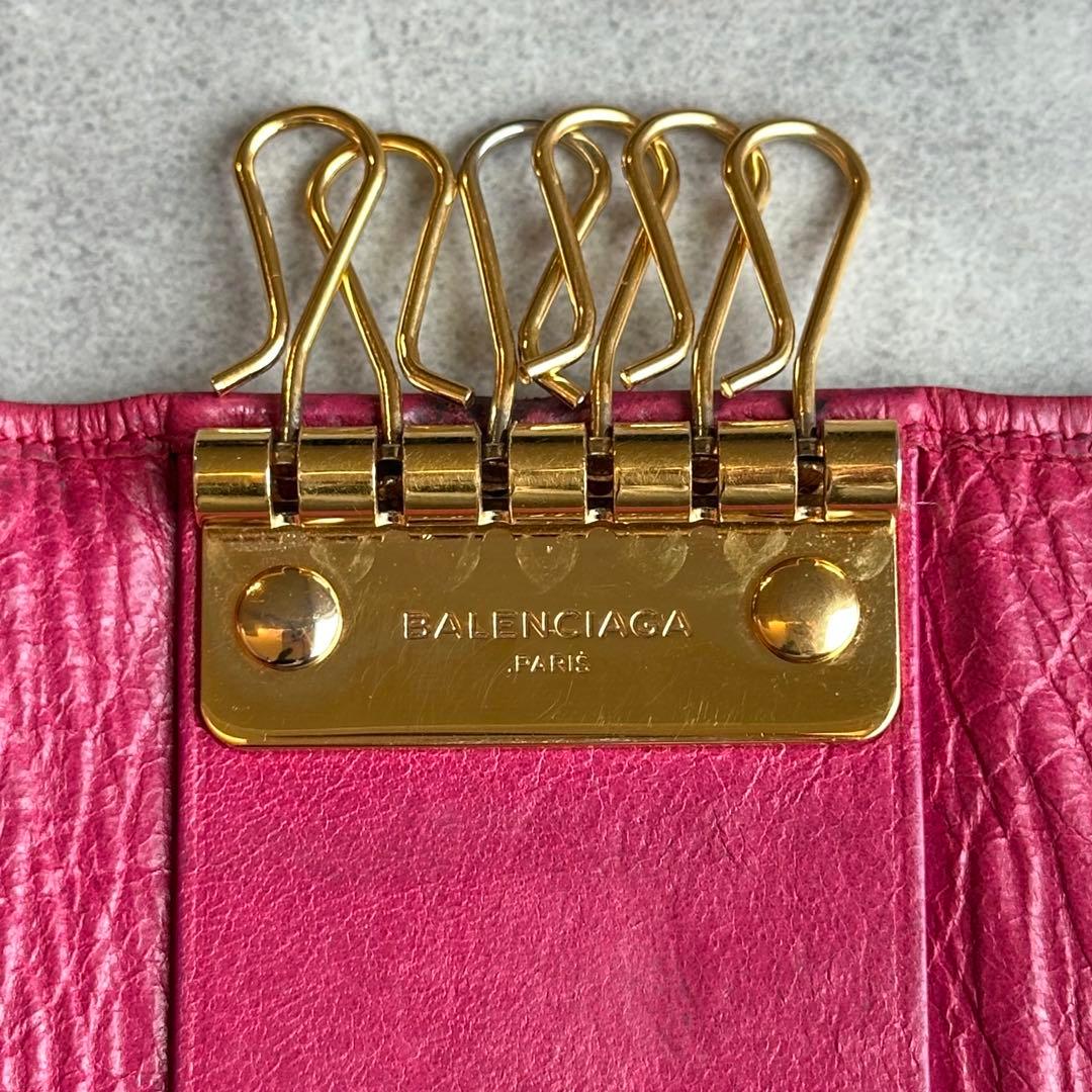希少色✨BALENCIAGA クラシック　レザーキーケース　スタッズ　ピンク