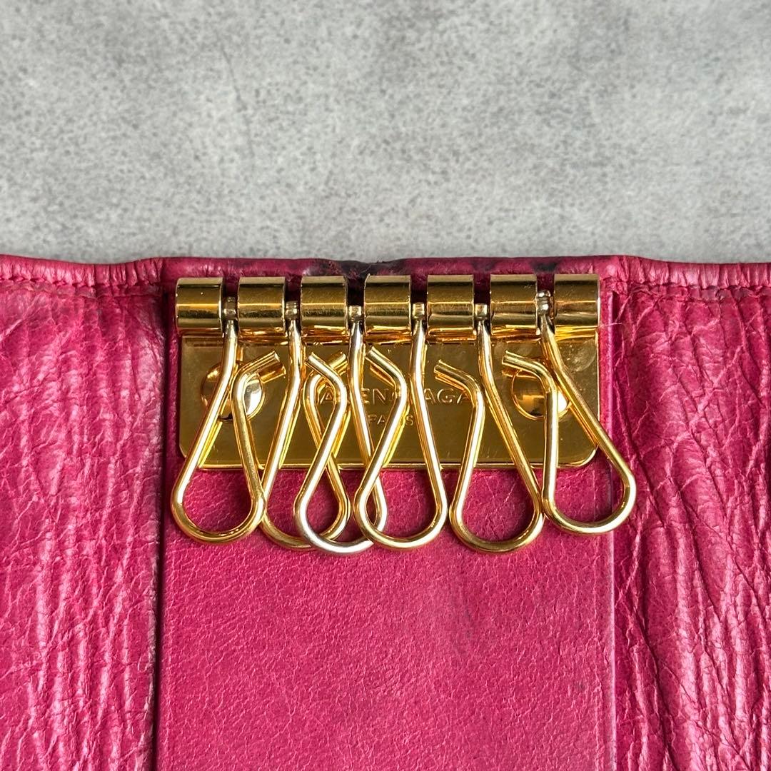 希少色✨BALENCIAGA クラシック　レザーキーケース　スタッズ　ピンク