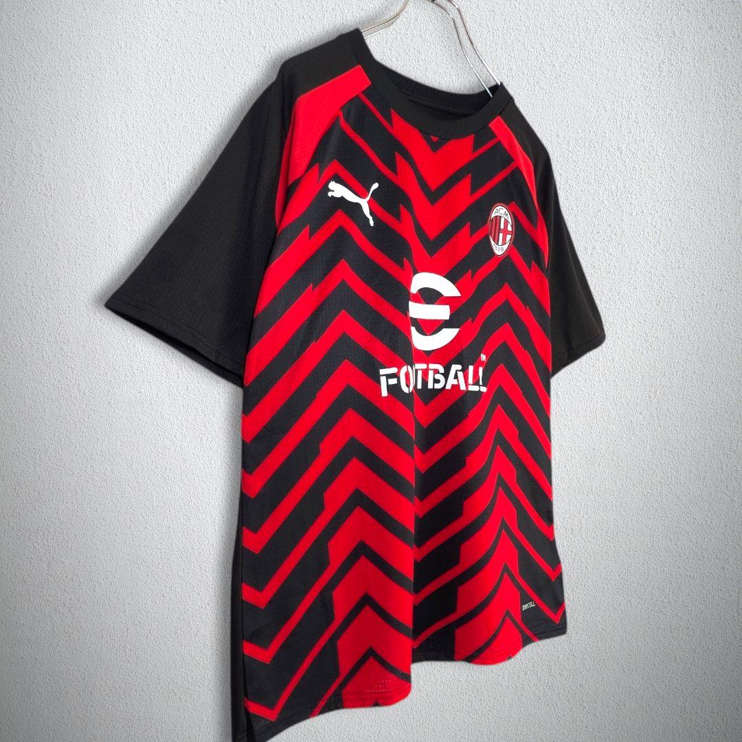 古着 サッカー ゲームシャツ ACミラン 幾何学模様 メンズ Lサイズ相当