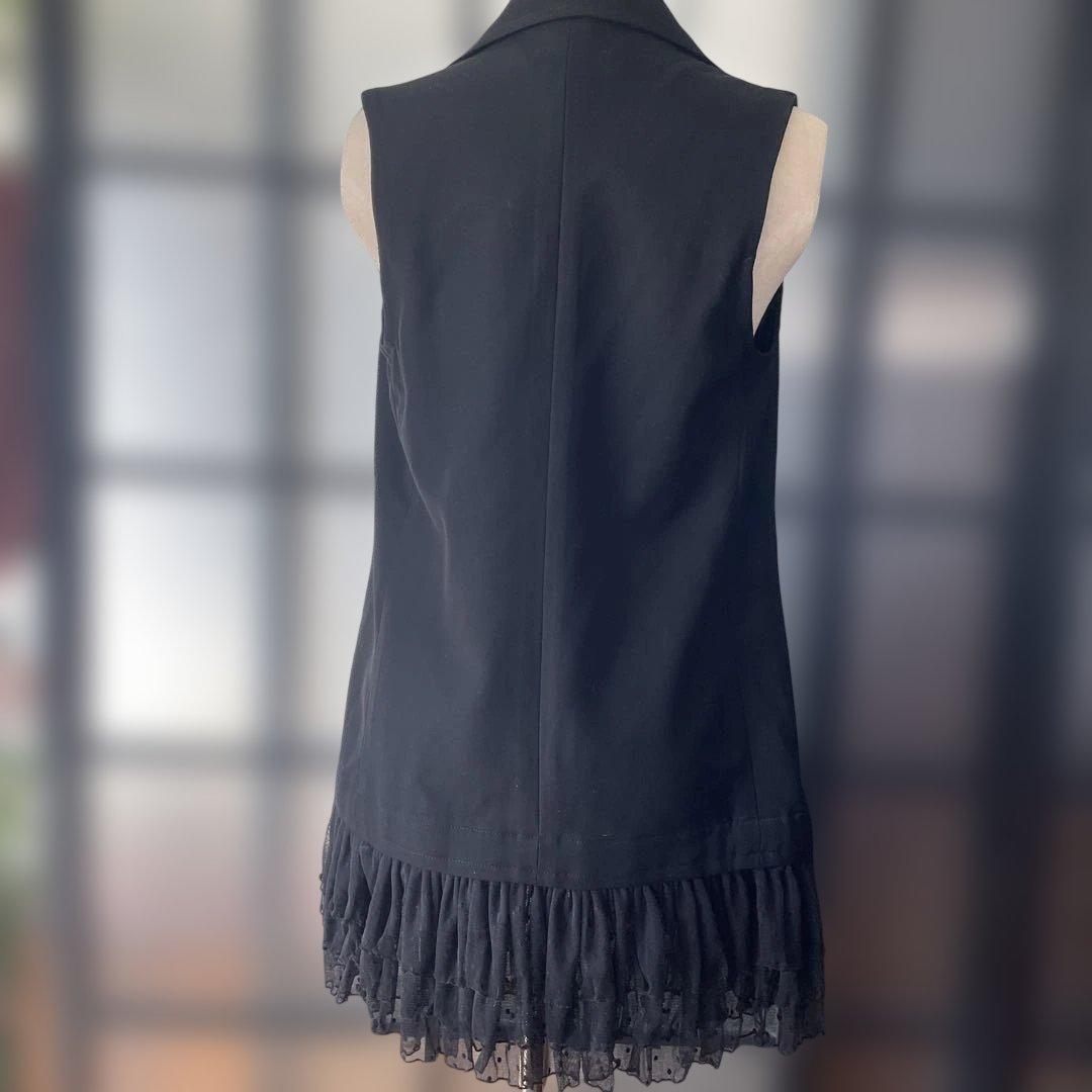 doramidragon：リミフゥ 水玉黒レース付きブラックベスト