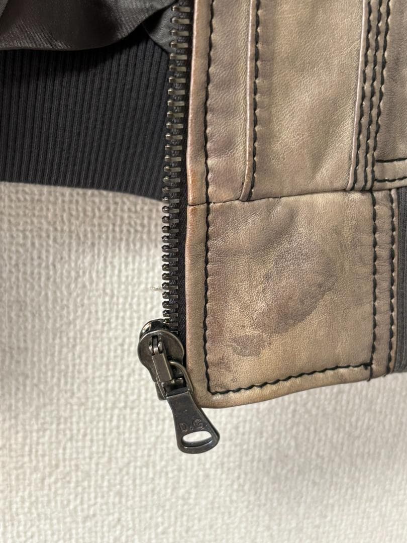 D&G ドルチェ＆ガッバーナ ラムレザー ジャケット 46 グレー