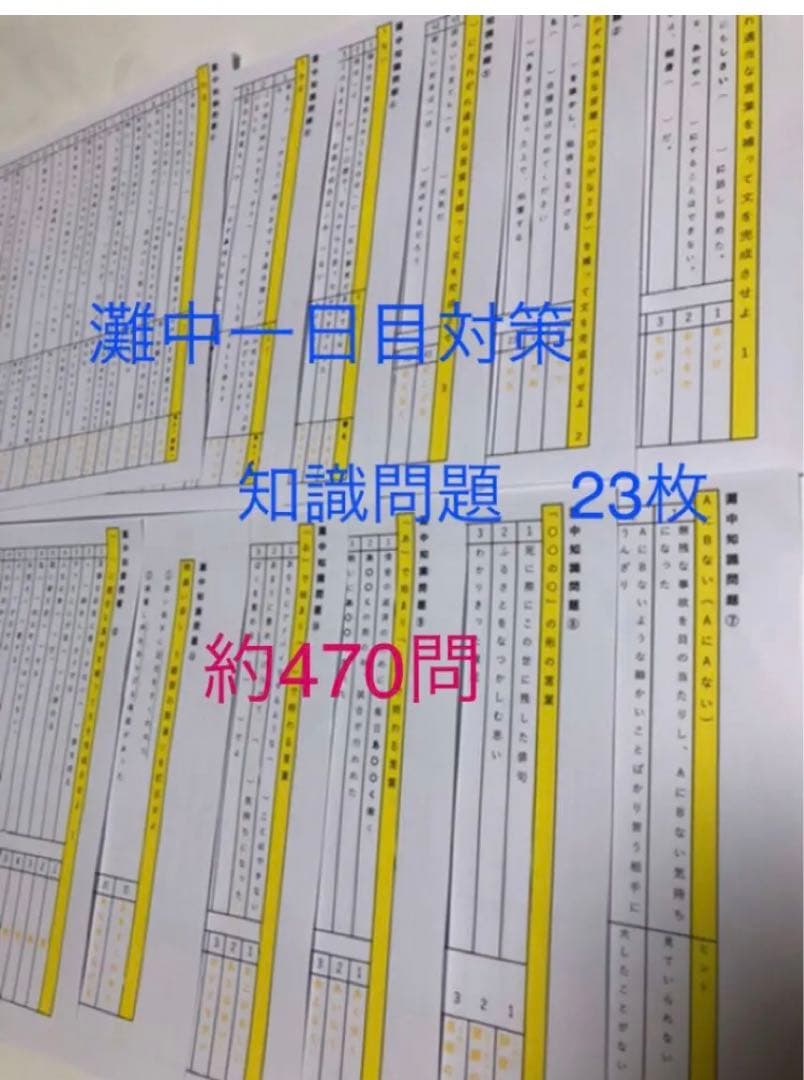 よっち　灘中　中学受験　国語 1日目対策資料　4セット