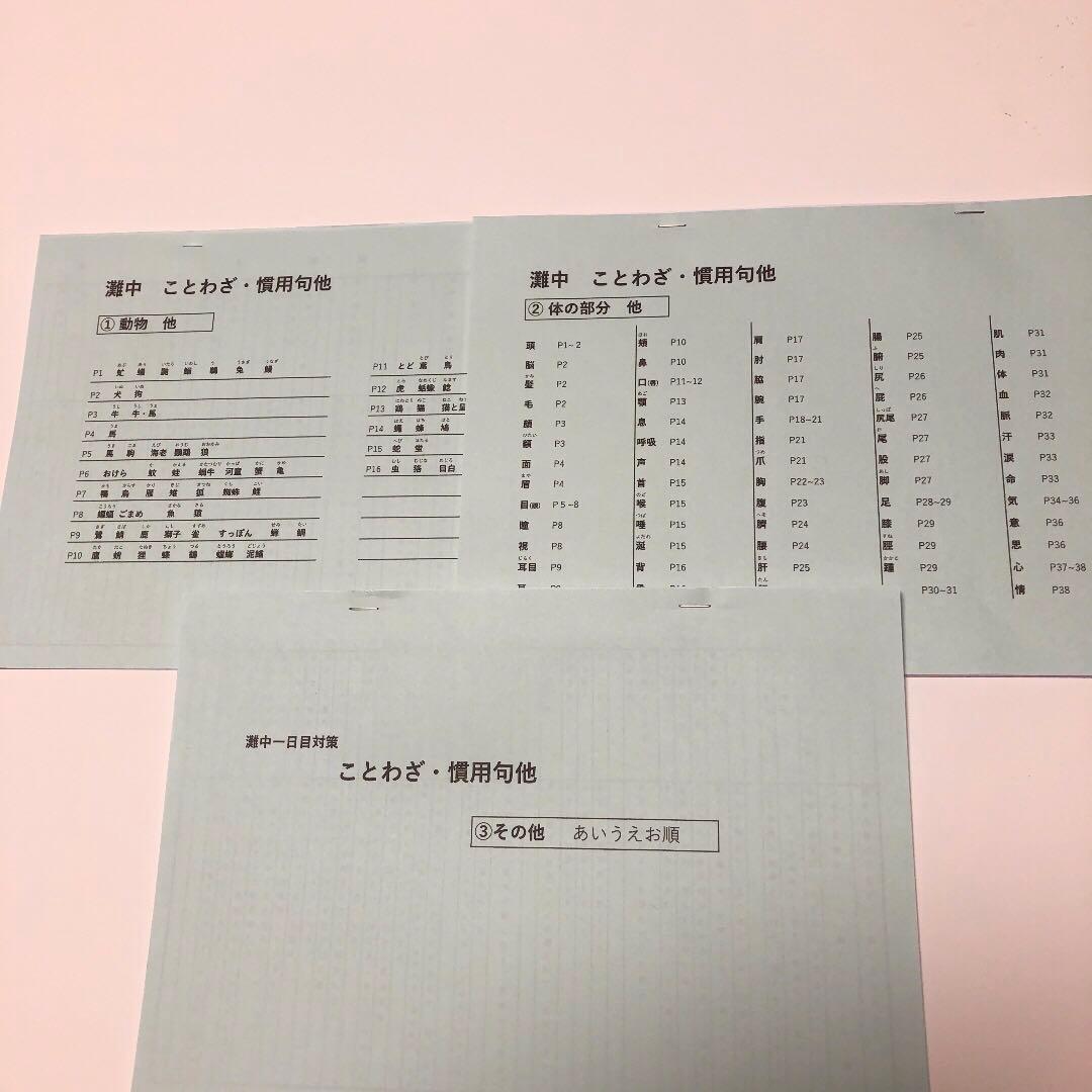 よっち　灘中　中学受験　国語 1日目対策資料　4セット