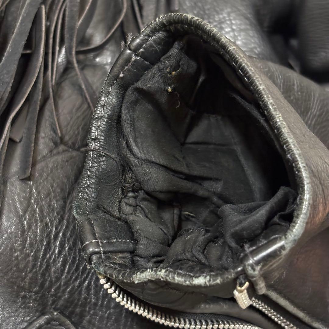 FIRST 本革 フリンジ ライダースジャケット ブラック