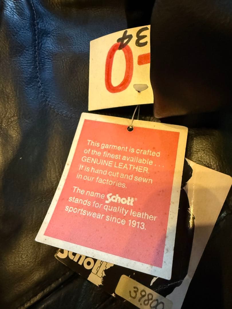デッドストック Schott 未使用品 タグ付40レザー ジャケット品番634