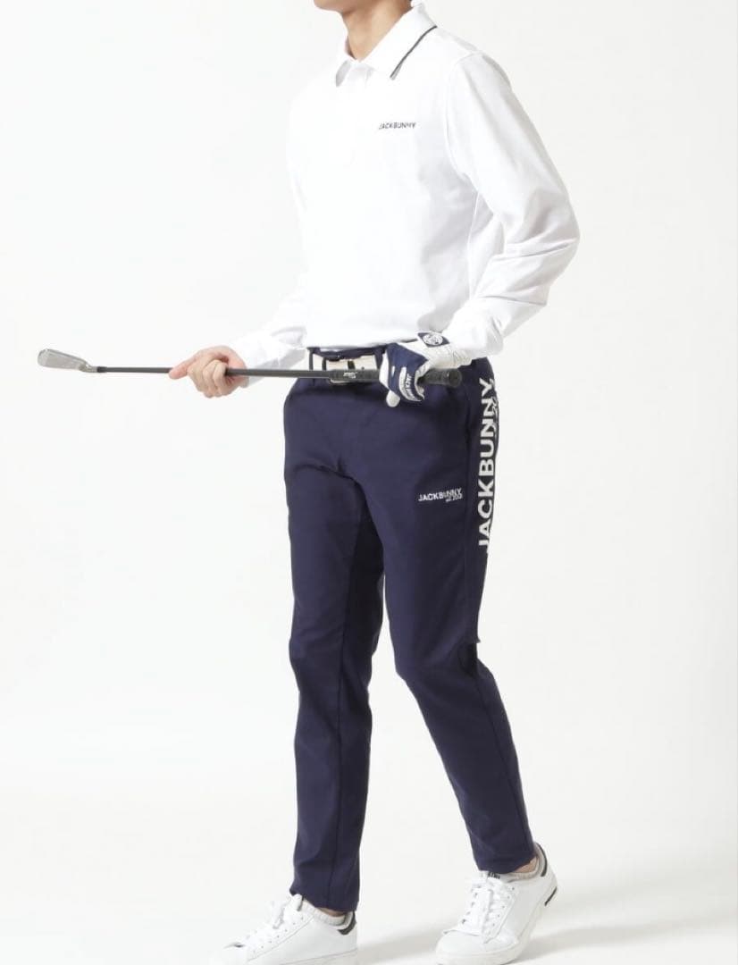 新品 パーリーゲイツ ジャックバニー ストレッチツイルロングパンツ(4)M/紺