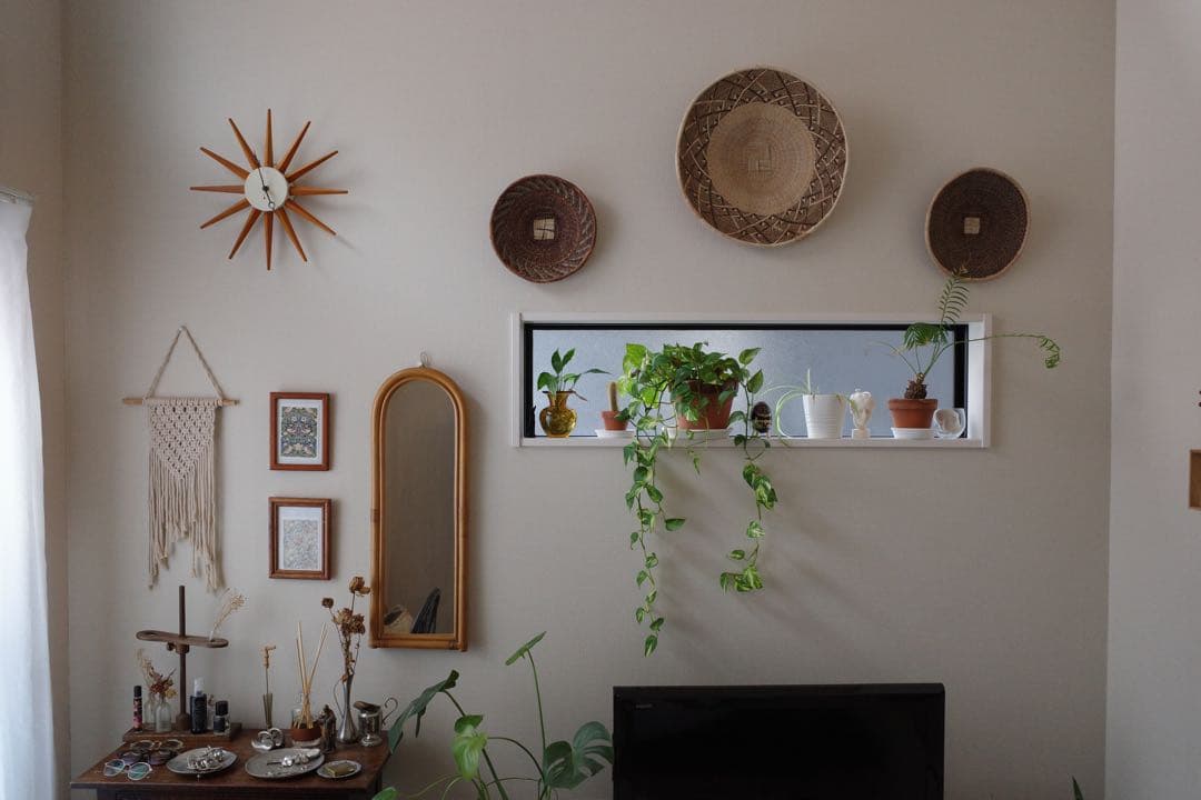 【大幅値下】ラタンミラー 壁掛け アンティーク　昭和レトロ