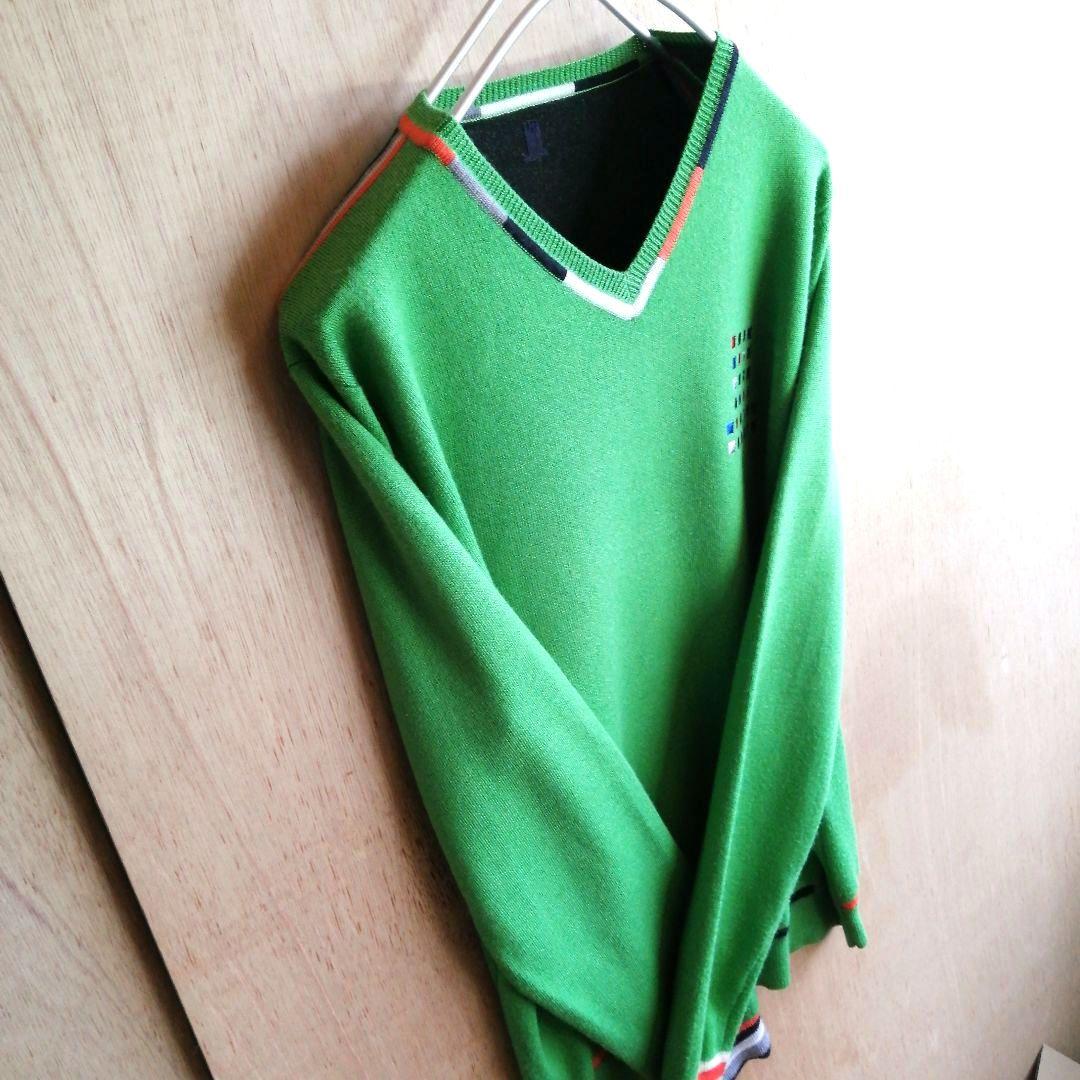 ランバンスポール　ストレッチ ニットセーター　マルチカラーラインストーン