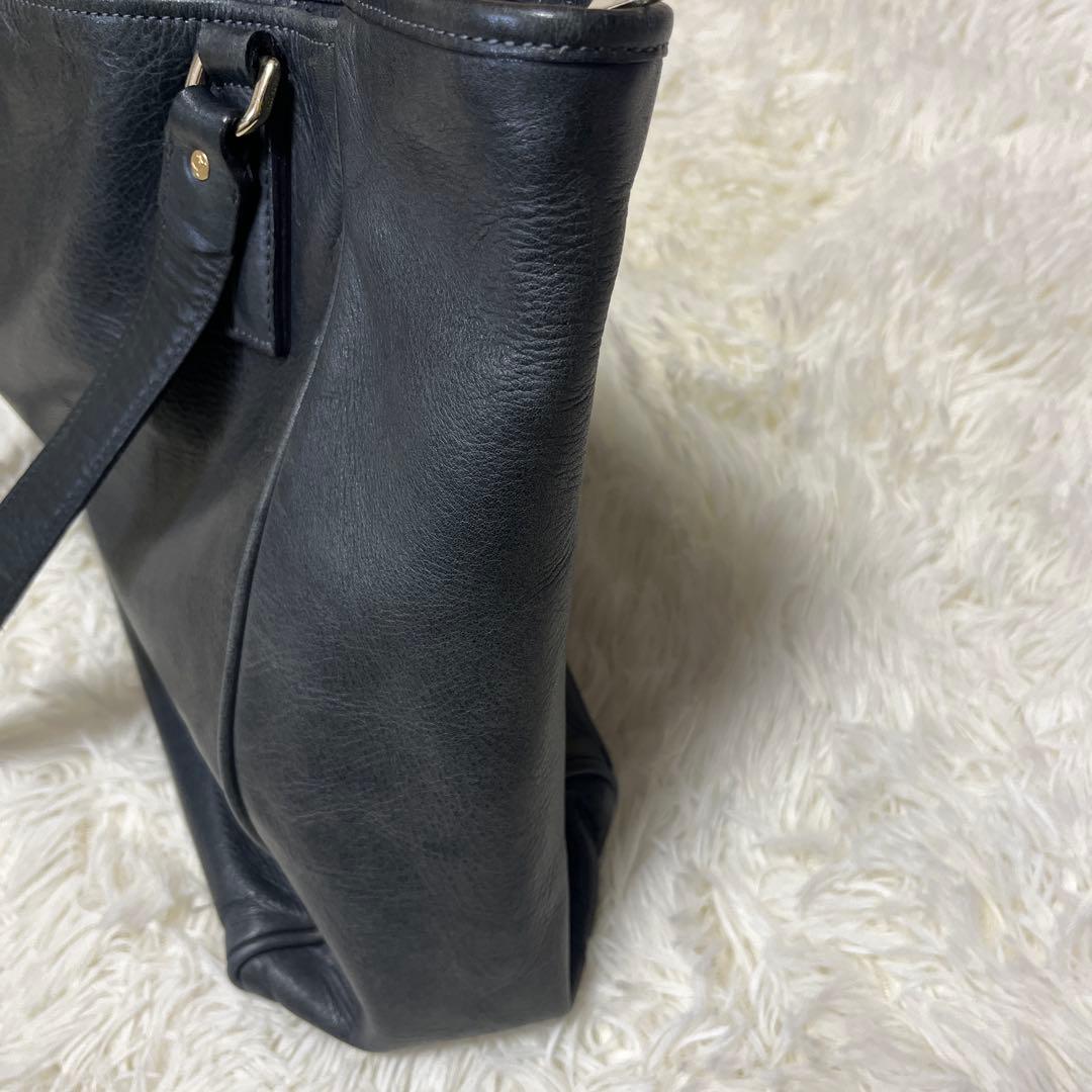 【美品】aniary アニアリ レザートートバッグ ネイビー 通勤通学 A4収納