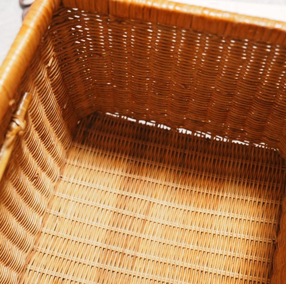 【極美品】バスケット レトロ カゴ ラタン 籐 ヴィンテージ アンティーク