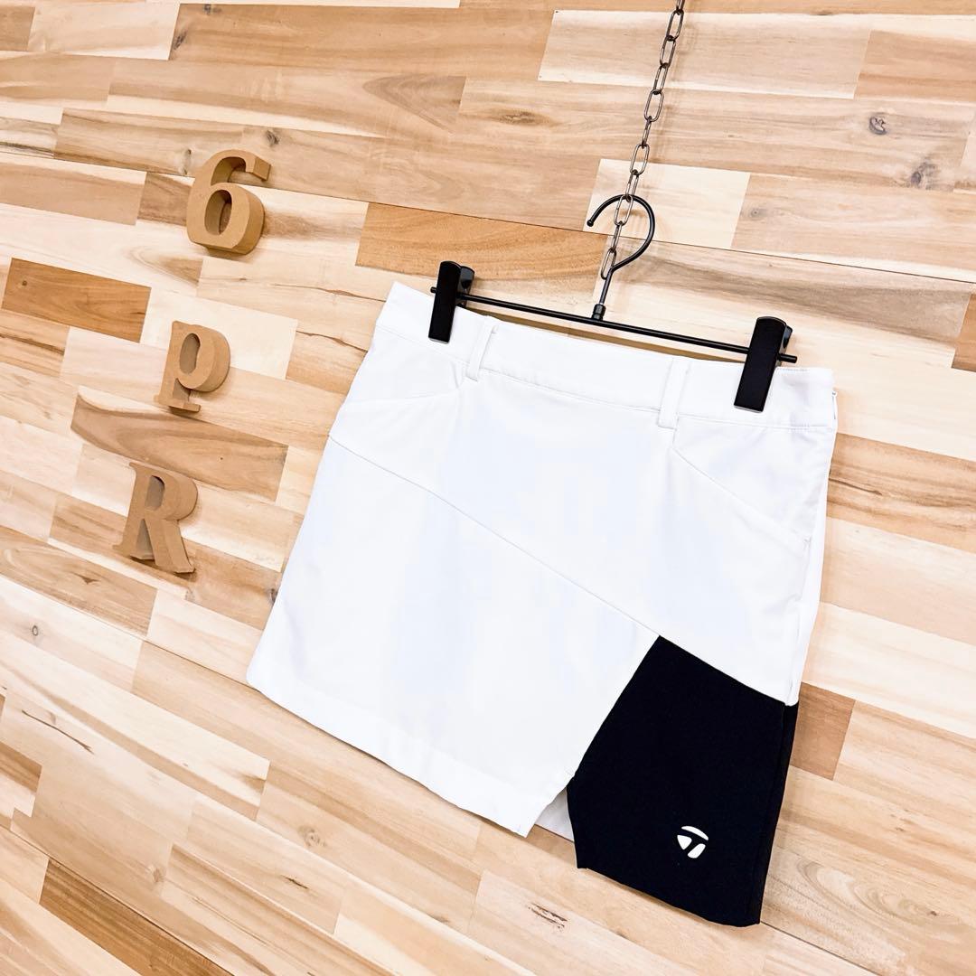 【テーラーメイド】ゴルフ インナー付 ストレッチ スカート モノトーン S白×黒