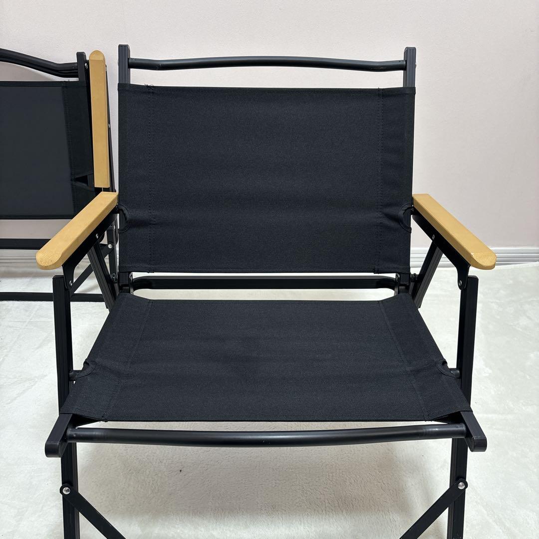 ハイランダー 黒 折りたたみアウトドアチェア 2脚セット