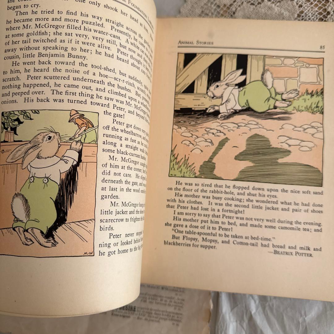 ステキな挿絵アンティーク児童書　洋書　古書　絵本ジャンクジャーナル素材　童話