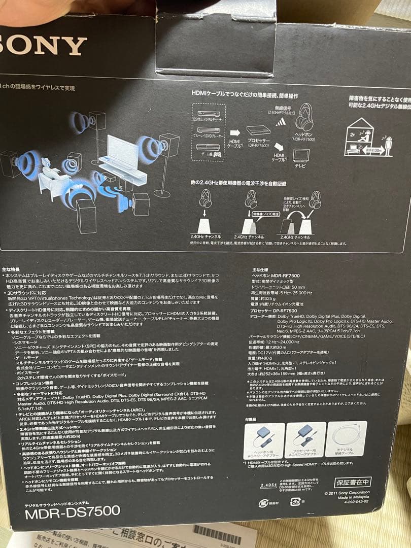 SONY 7.1chデジタルサラウンドヘッドホンシステム MDR-DS7500