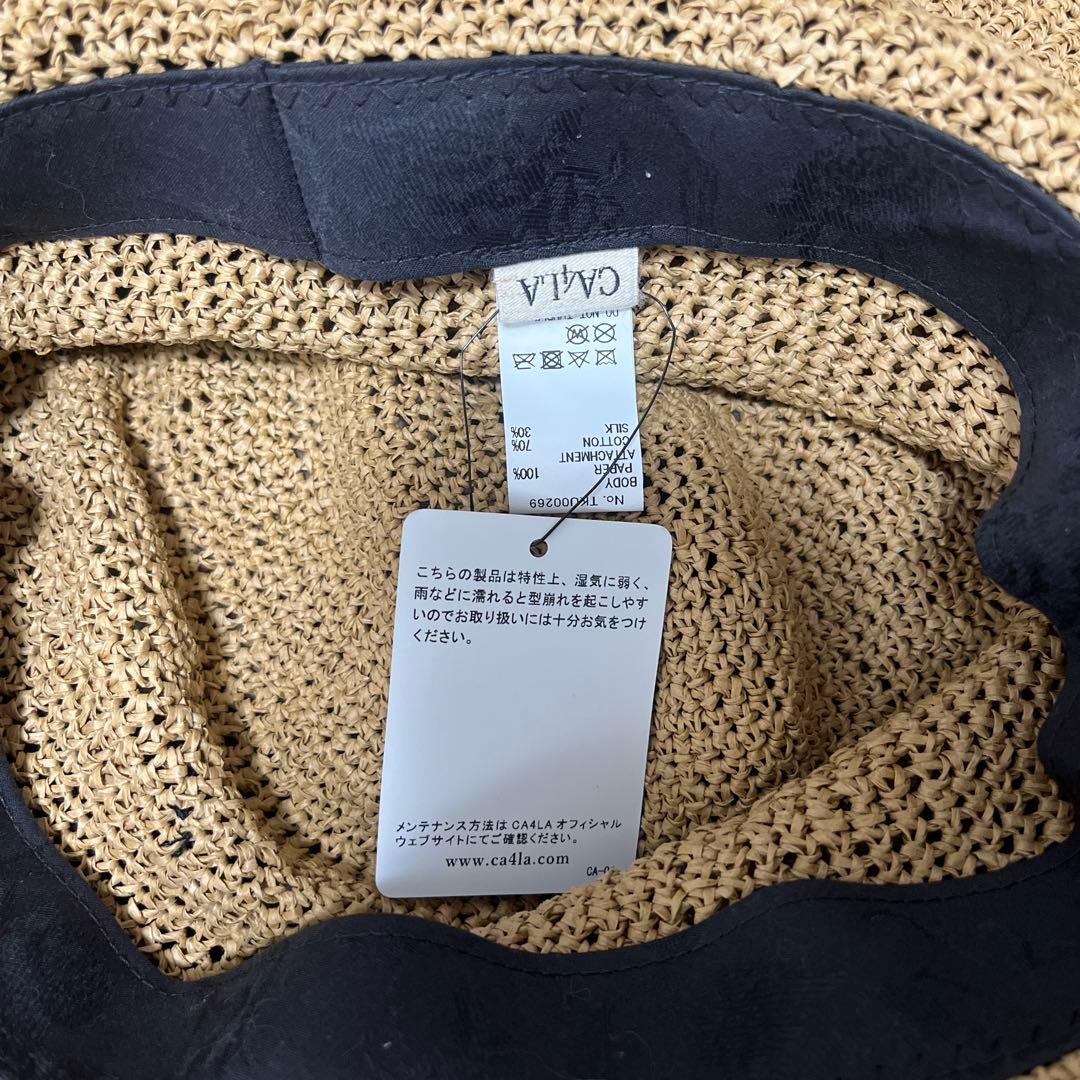 今だけこの価格新品CA4LAベージュ ストローハット 黒リボン
