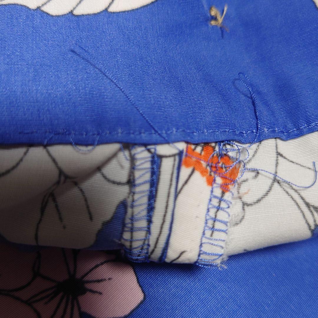 &ellecyアンドエルシー・ロイスクレヨン ピオニー柄 長袖シャツ 青