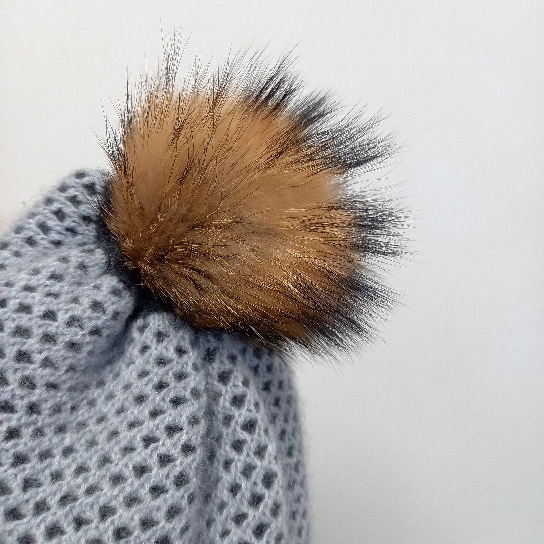 GOBI ERDENE FOXファー 毛皮 ボンボン カシミヤニットキャップ