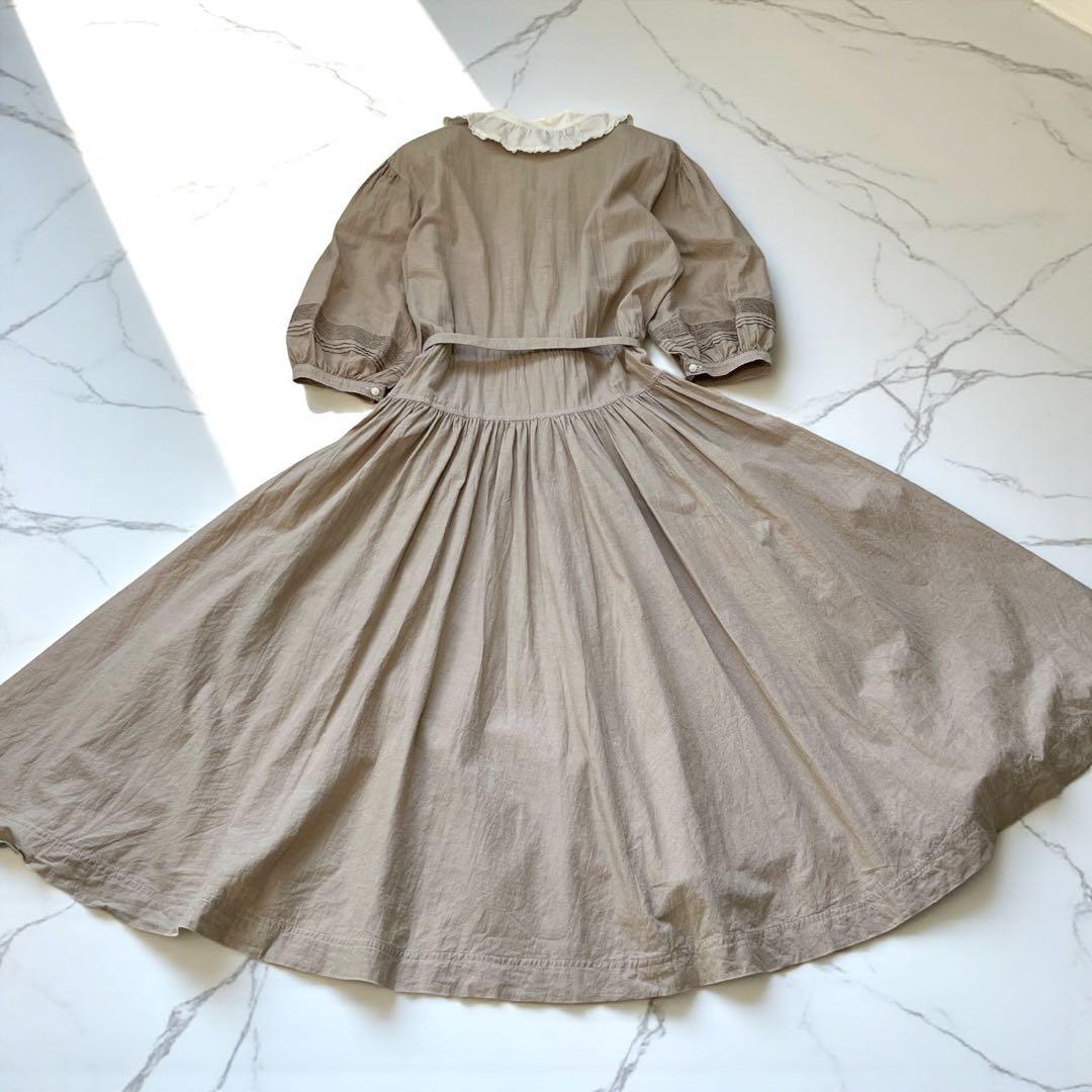 ★INGEBORGロングワンピース【L相当】コットン　ピンタック ガーリーD91