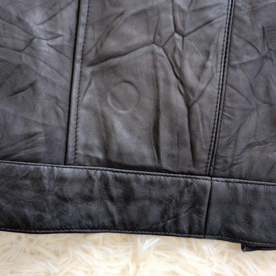 roshell ロシェル メンズ 本革 シワ加工 リアルレザー ジャケット 黒