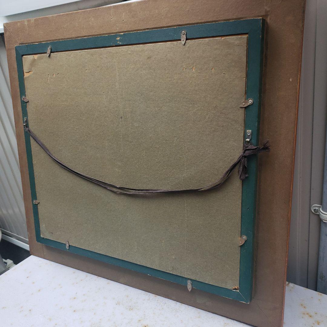 山と湖の風景 油彩画