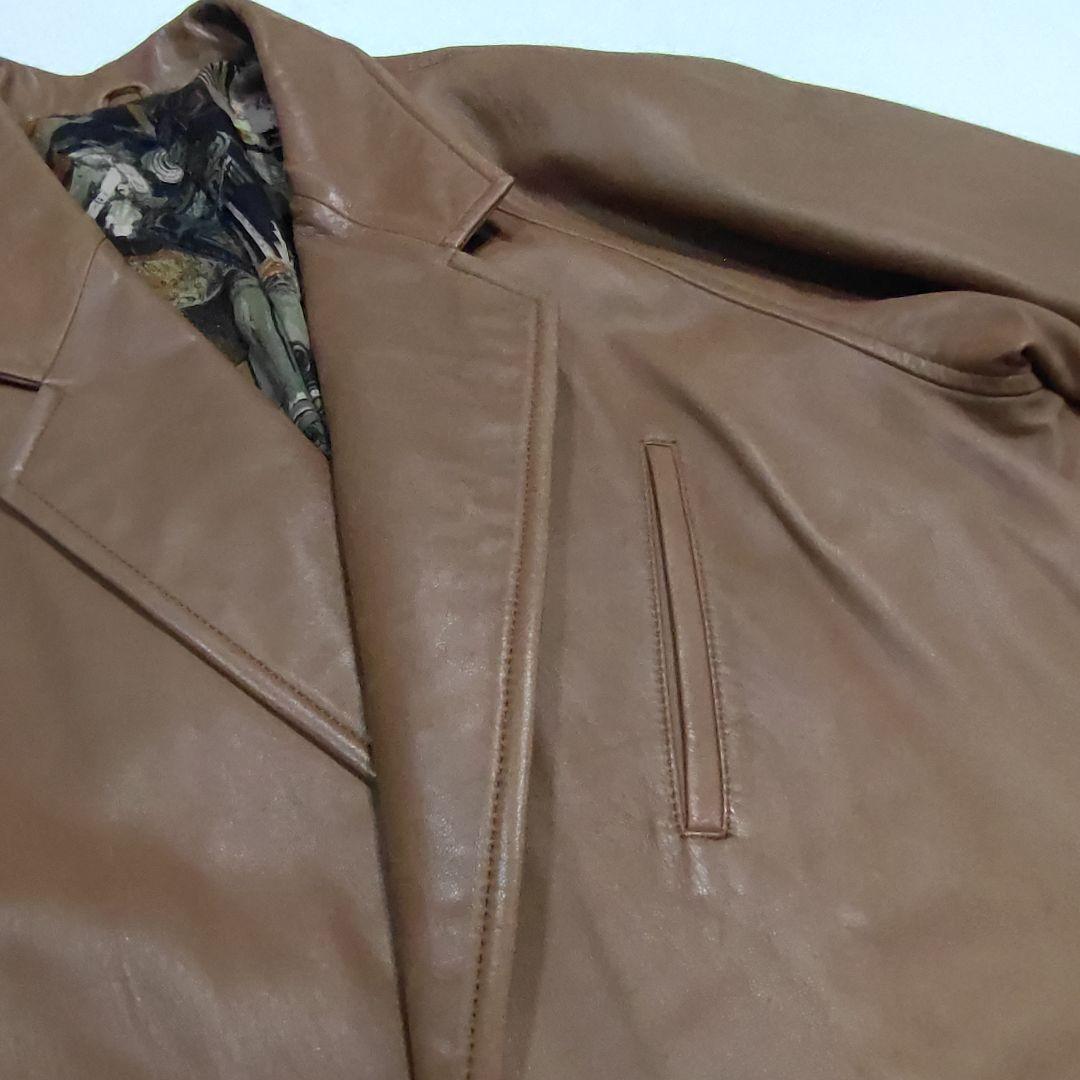 【メンズ XL相当】ランバン　内部総柄　ラムレザー　ジャケット 本革