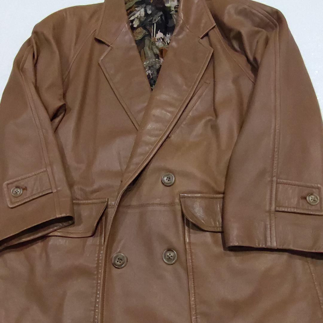 【メンズ XL相当】ランバン　内部総柄　ラムレザー　ジャケット 本革