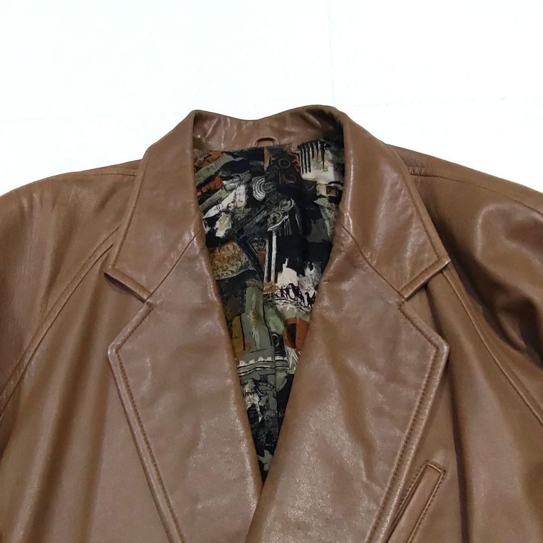 【メンズ XL相当】ランバン　内部総柄　ラムレザー　ジャケット 本革